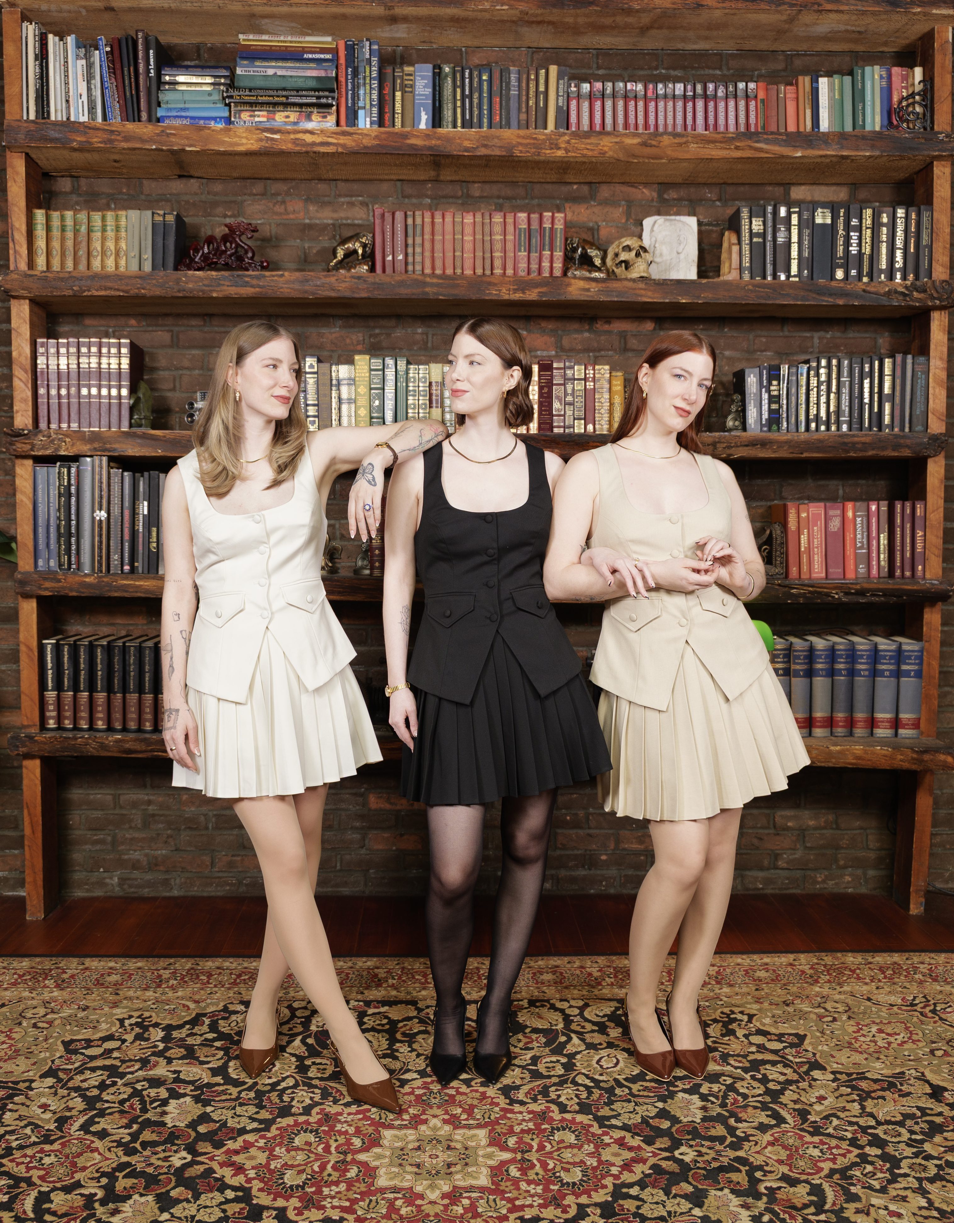 The Levesque Triplets Andrea, Arianna and Athena Levesque wearing Triplicity NYC