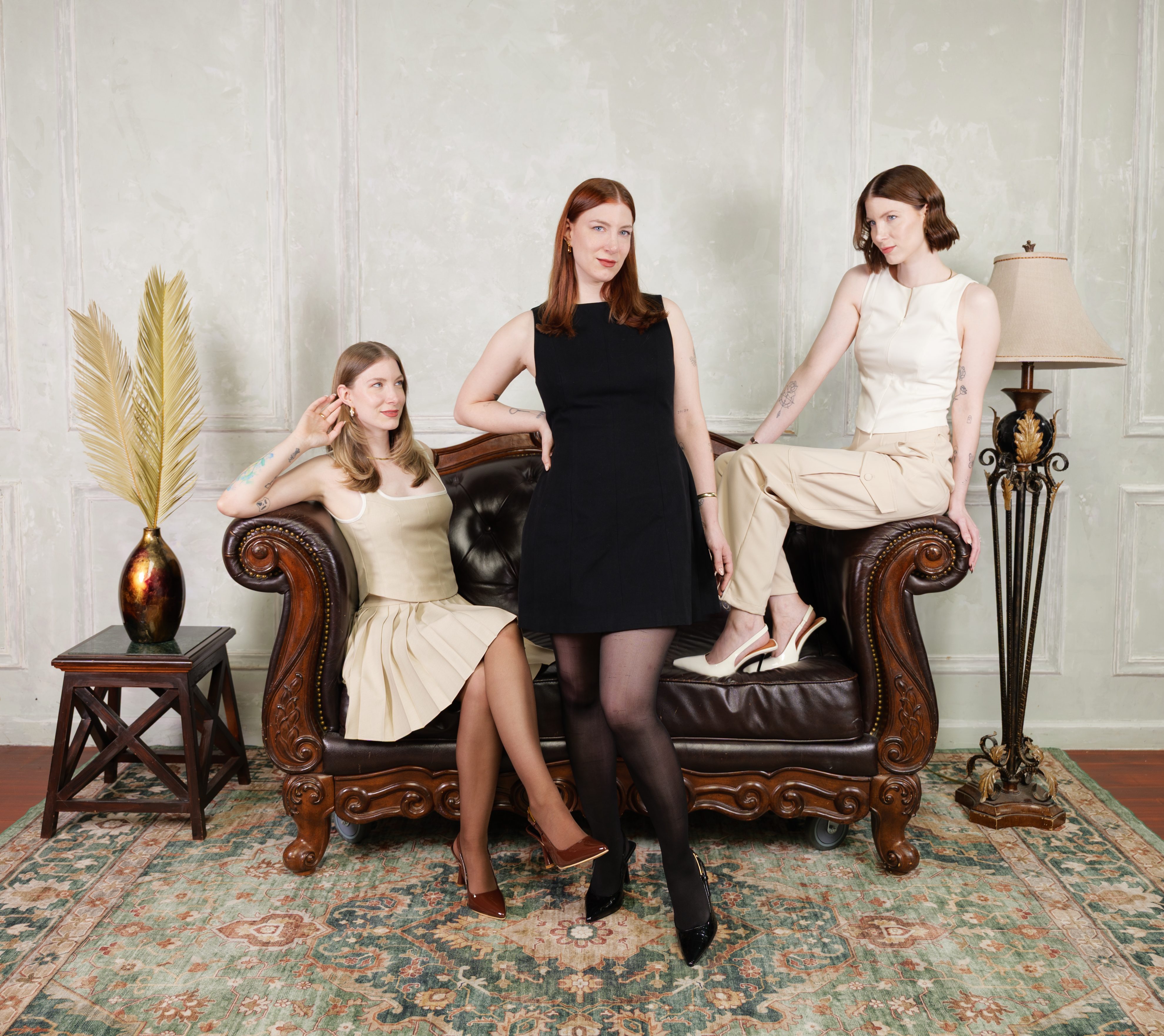 The Levesque Triplets Andrea, Arianna and Athena Levesque wearing Triplicity NYC